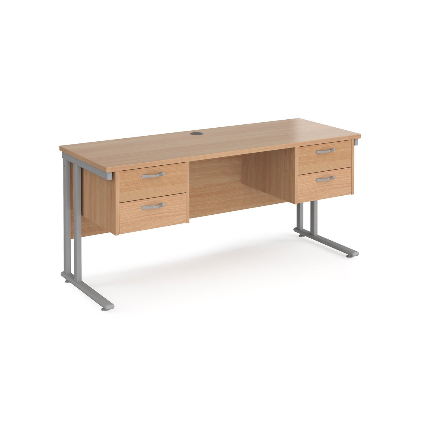 Maestro 25 cantilever 600mm deep desk with 2 x 2 drawer peds