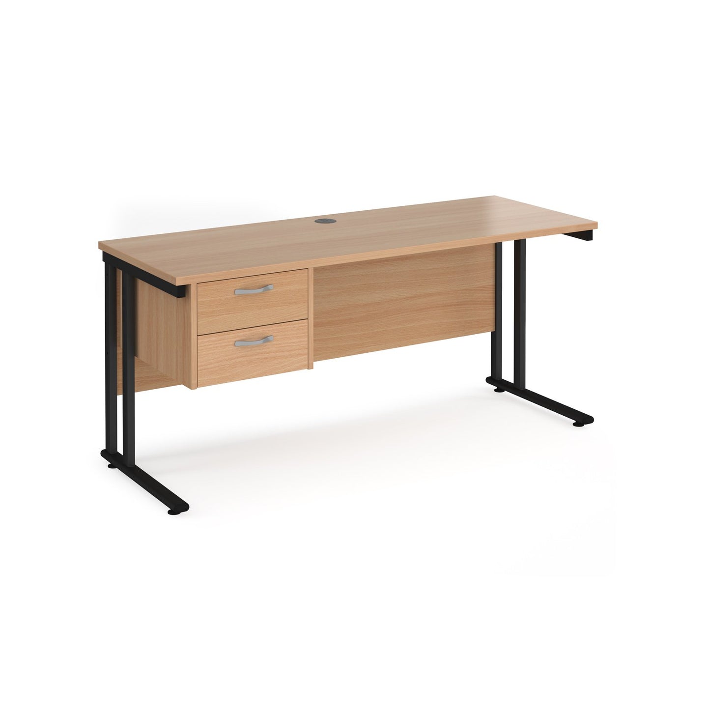 Maestro 25 cantilever 600mm deep desk with 2 drawer pedestal