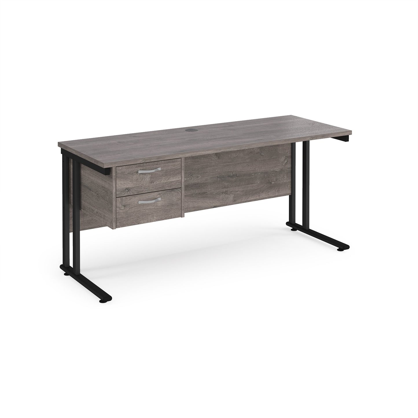 Maestro 25 cantilever 600mm deep desk with 2 drawer pedestal