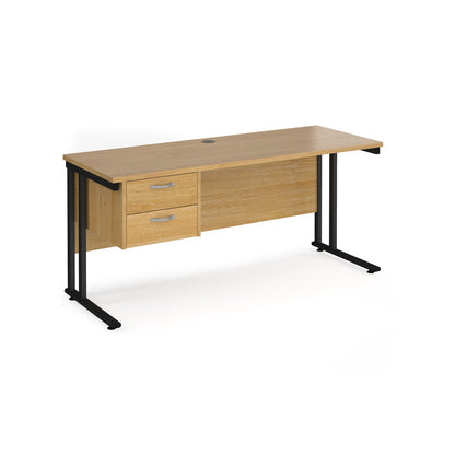 Maestro 25 cantilever 600mm deep desk with 2 drawer pedestal