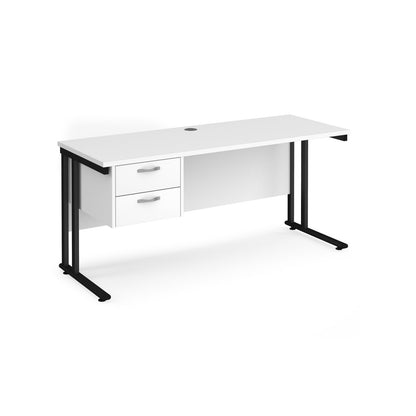 Maestro 25 cantilever 600mm deep desk with 2 drawer pedestal