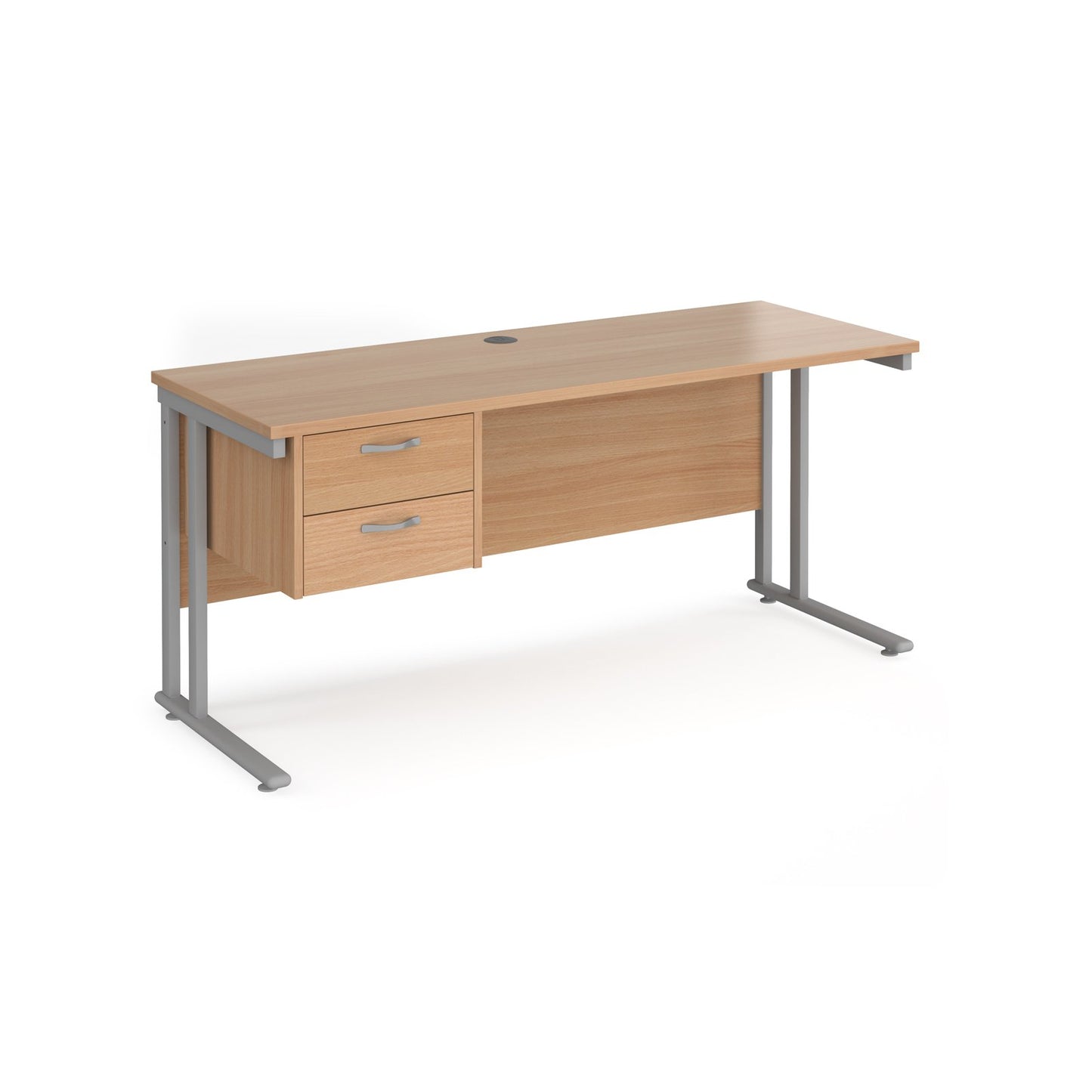 Maestro 25 cantilever 600mm deep desk with 2 drawer pedestal