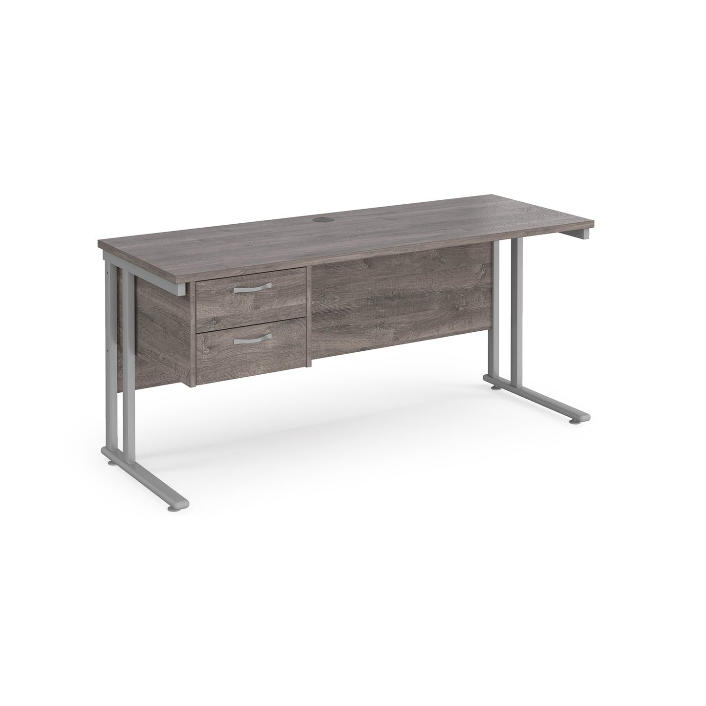 Maestro 25 cantilever 600mm deep desk with 2 drawer pedestal