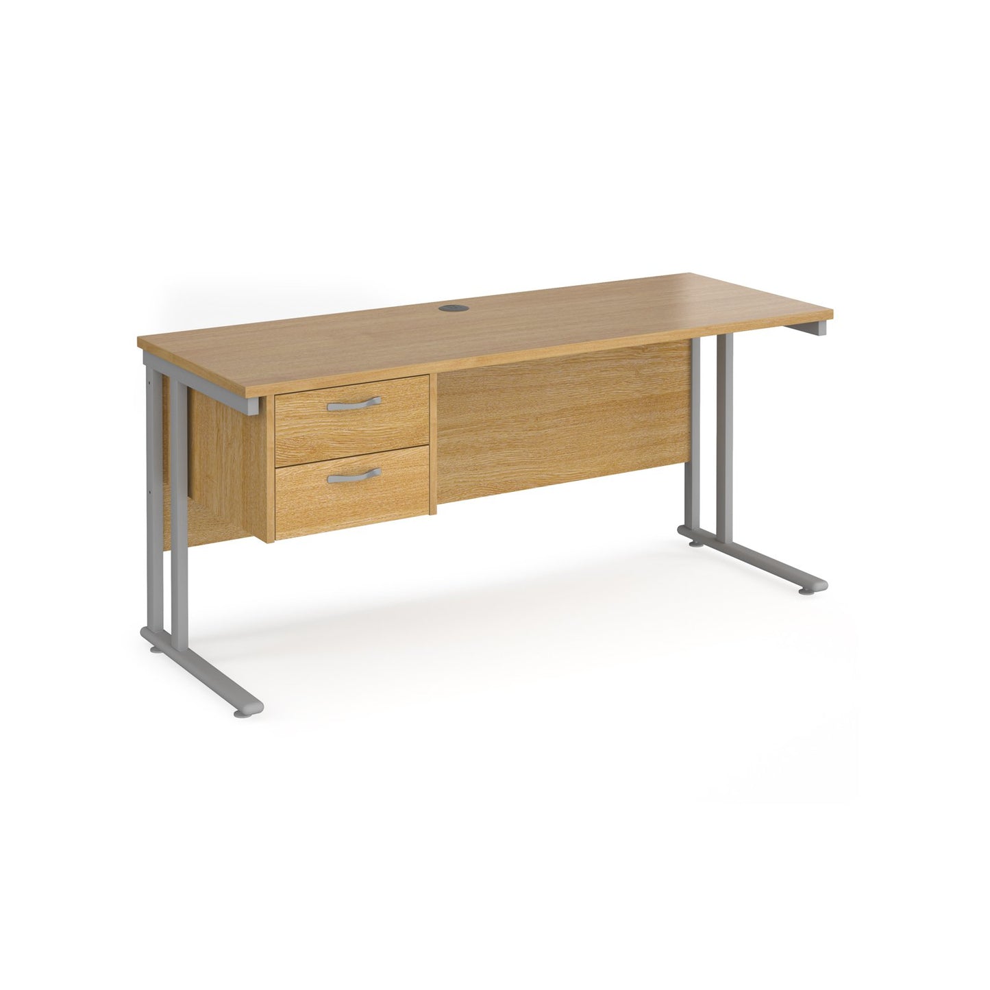 Maestro 25 cantilever 600mm deep desk with 2 drawer pedestal