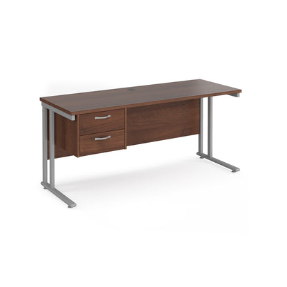 Maestro 25 cantilever 600mm deep desk with 2 drawer pedestal