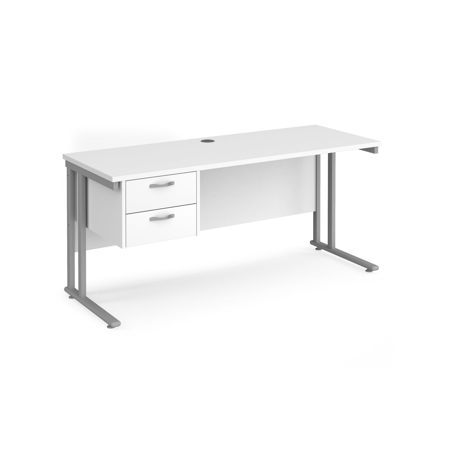 Maestro 25 cantilever 600mm deep desk with 2 drawer pedestal