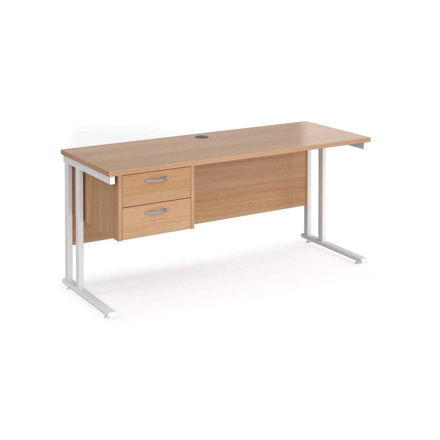 Maestro 25 cantilever 600mm deep desk with 2 drawer pedestal