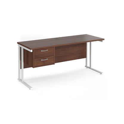 Maestro 25 cantilever 600mm deep desk with 2 drawer pedestal