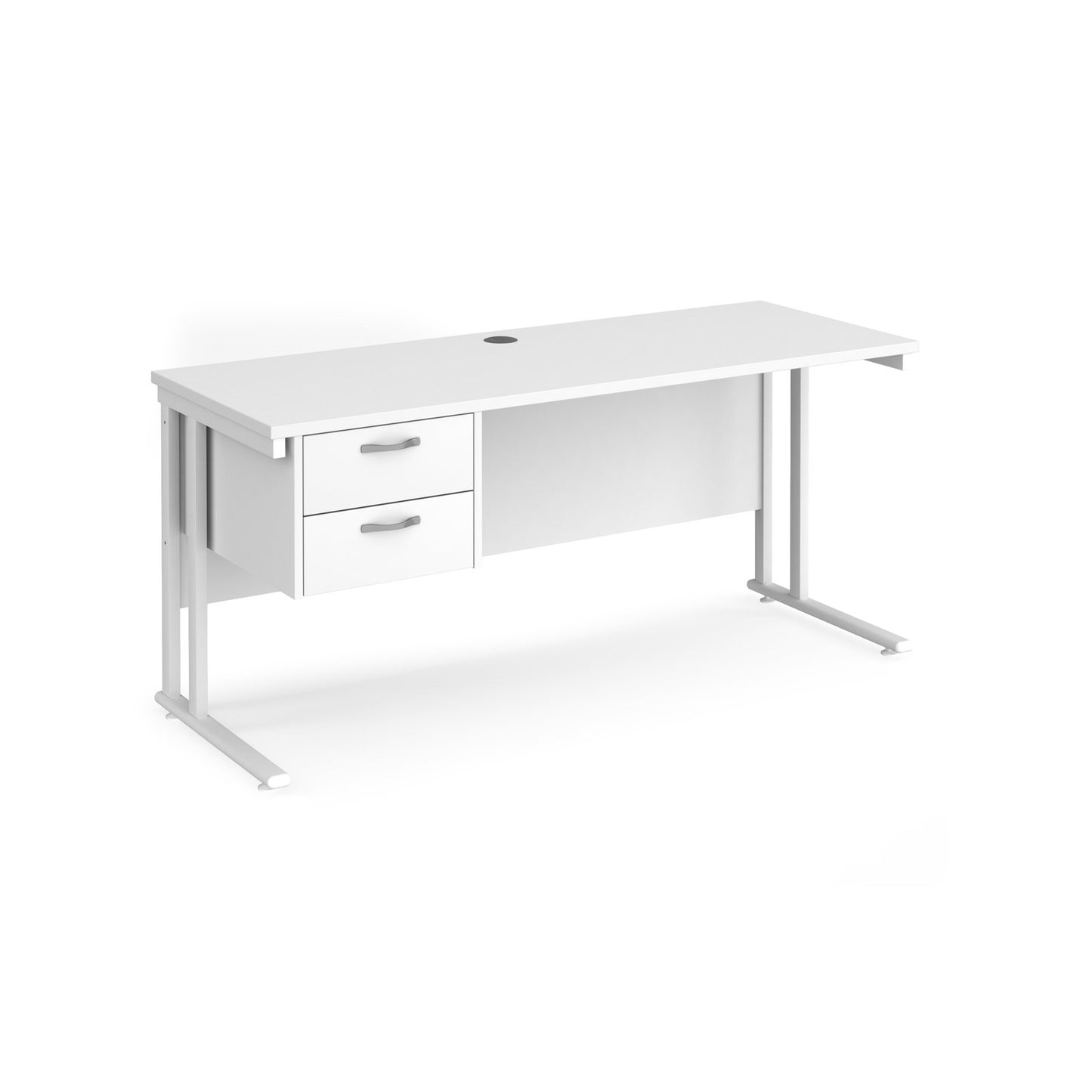 Maestro 25 cantilever 600mm deep desk with 2 drawer pedestal