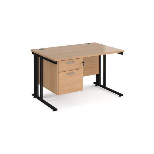 Maestro 25 cable managed 800mm deep desk with 2 drawer ped