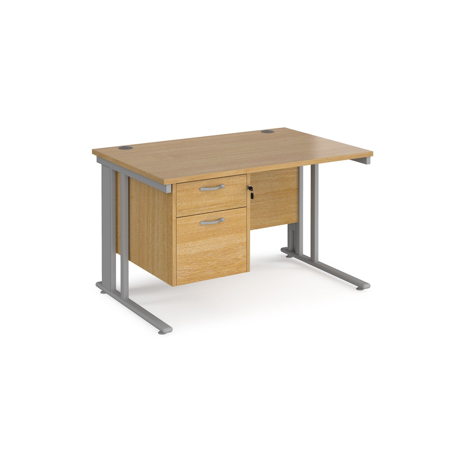 Maestro 25 cable managed 800mm deep desk with 2 drawer ped - Grey Oak