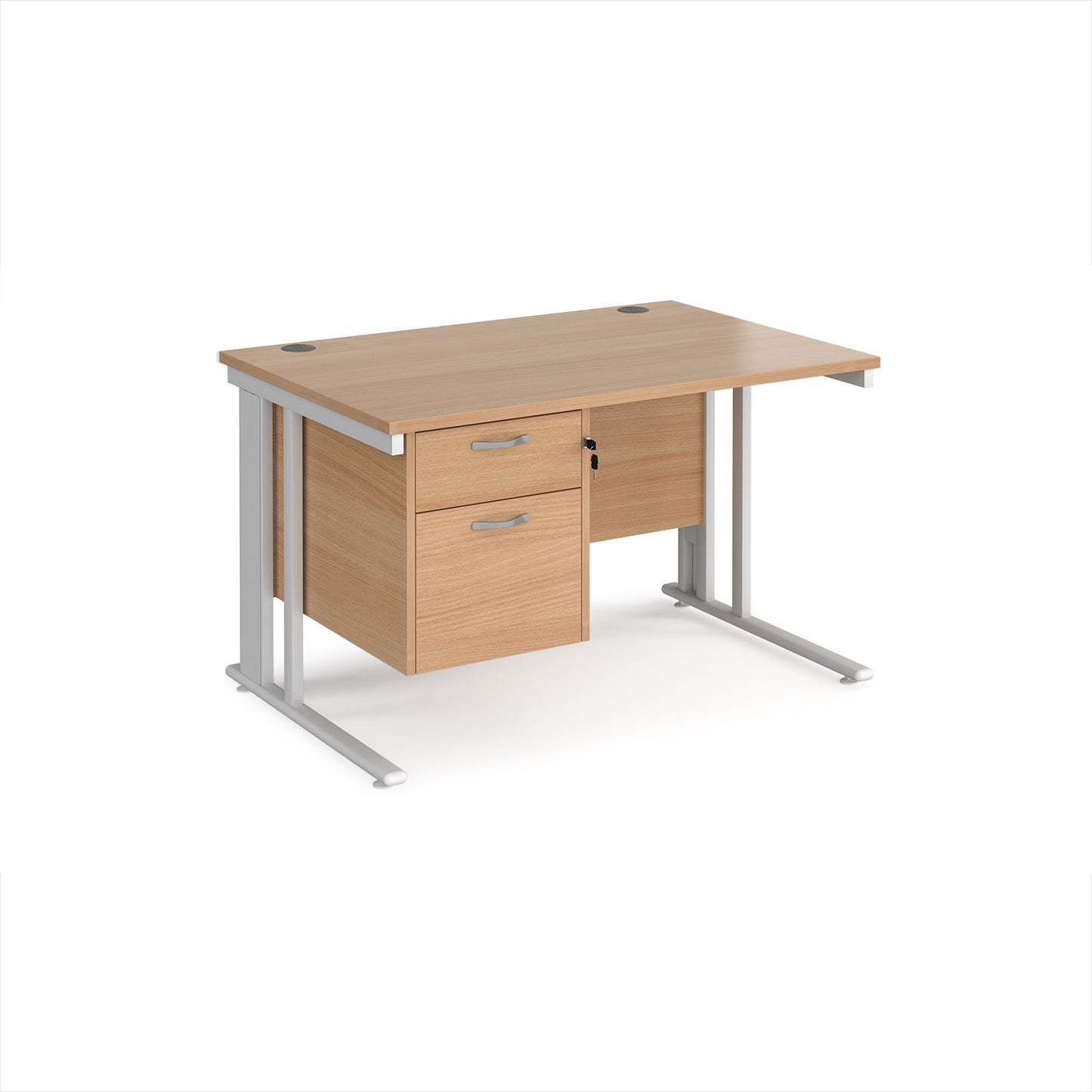 Maestro 25 cable managed 800mm deep desk with 2 drawer ped - MCM12P2WHB