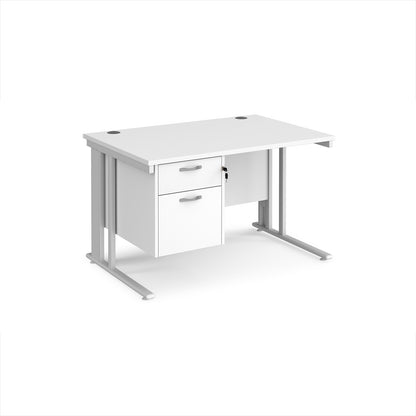 Maestro 25 cable managed 800mm deep desk with 2 drawer ped - MCM12P2WHWH