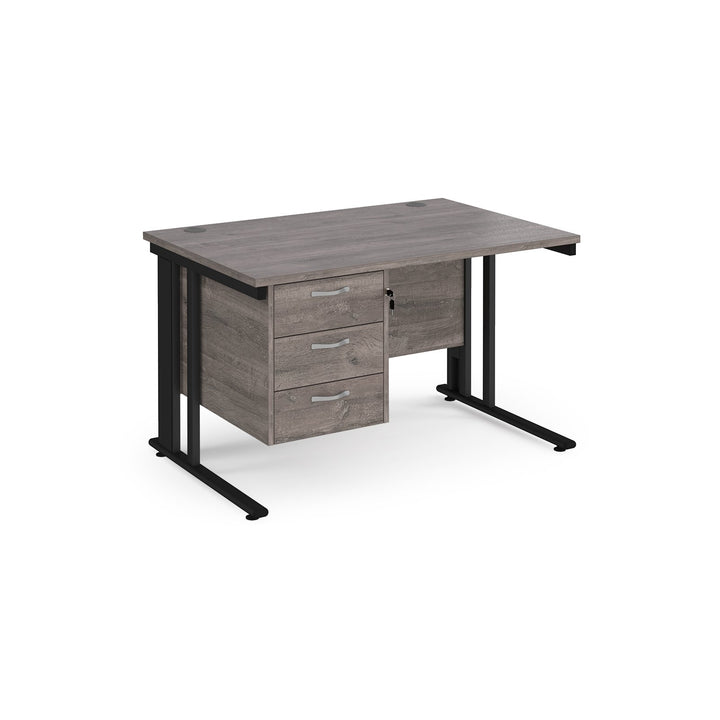 Maestro 25 Straight Office Desk – 800mm Deep with 3 Drawer Pedestal & White Cantilever Frame – Available in Multiple Sizes & Colours