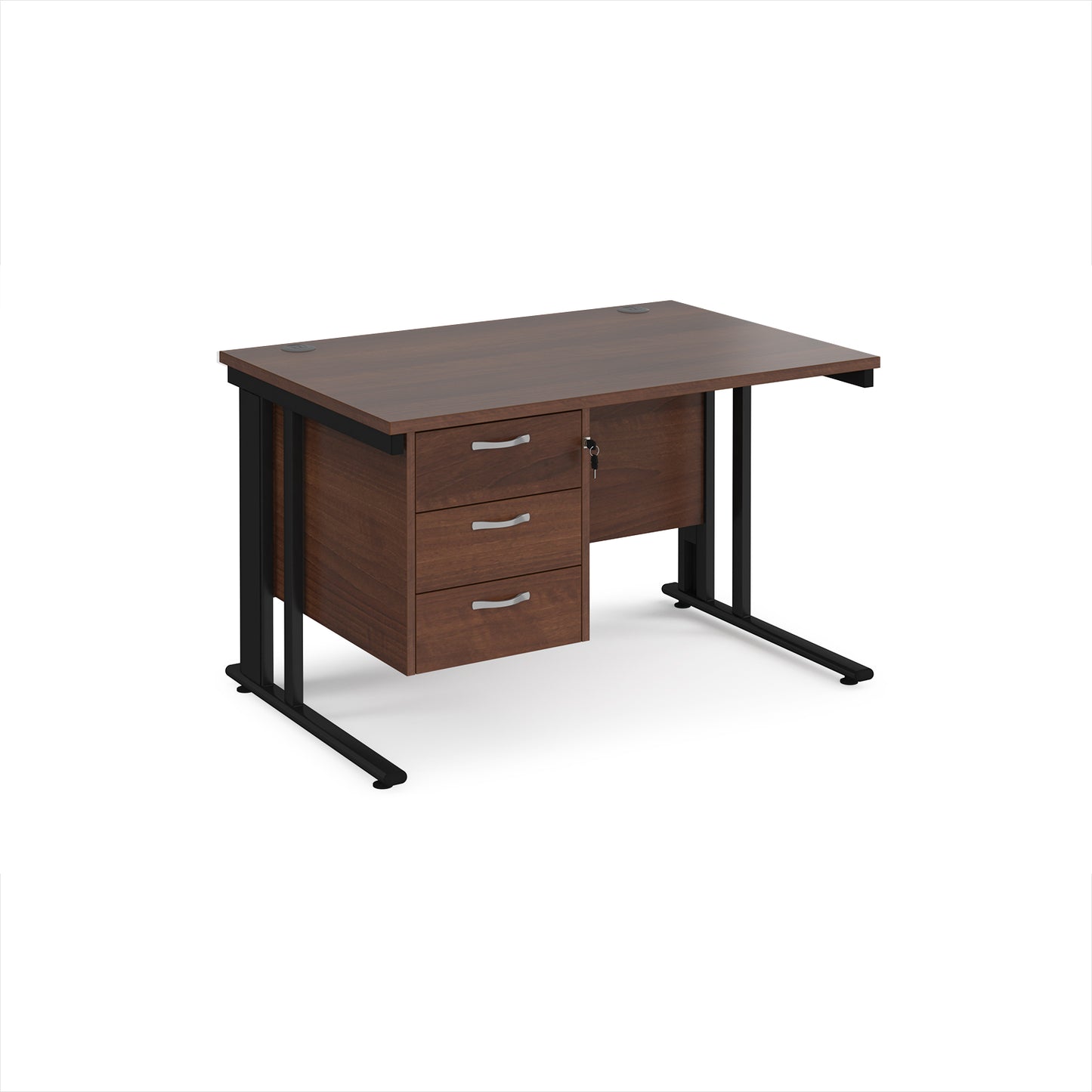 Maestro 25 cable managed 800mm deep desk with 3 drawer ped - MCM12P3KW