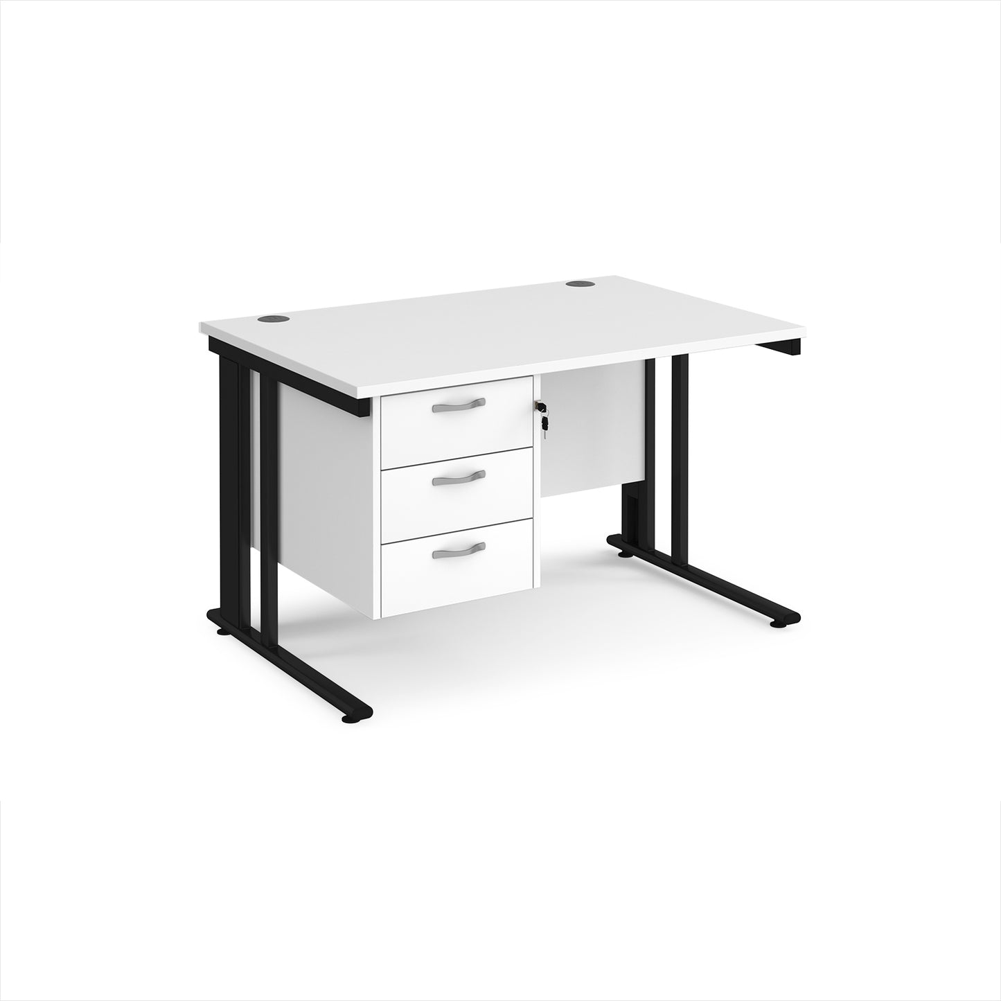 Maestro 25 cable managed 800mm deep desk with 3 drawer ped - MCM12P3KWH