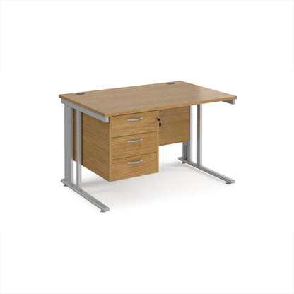 Maestro 25 cable managed 800mm deep desk with 3 drawer ped - MCM12P3SO