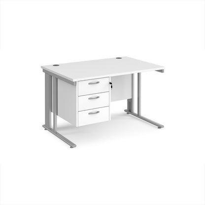 Maestro 25 cable managed 800mm deep desk with 3 drawer ped - MCM12P3SWH