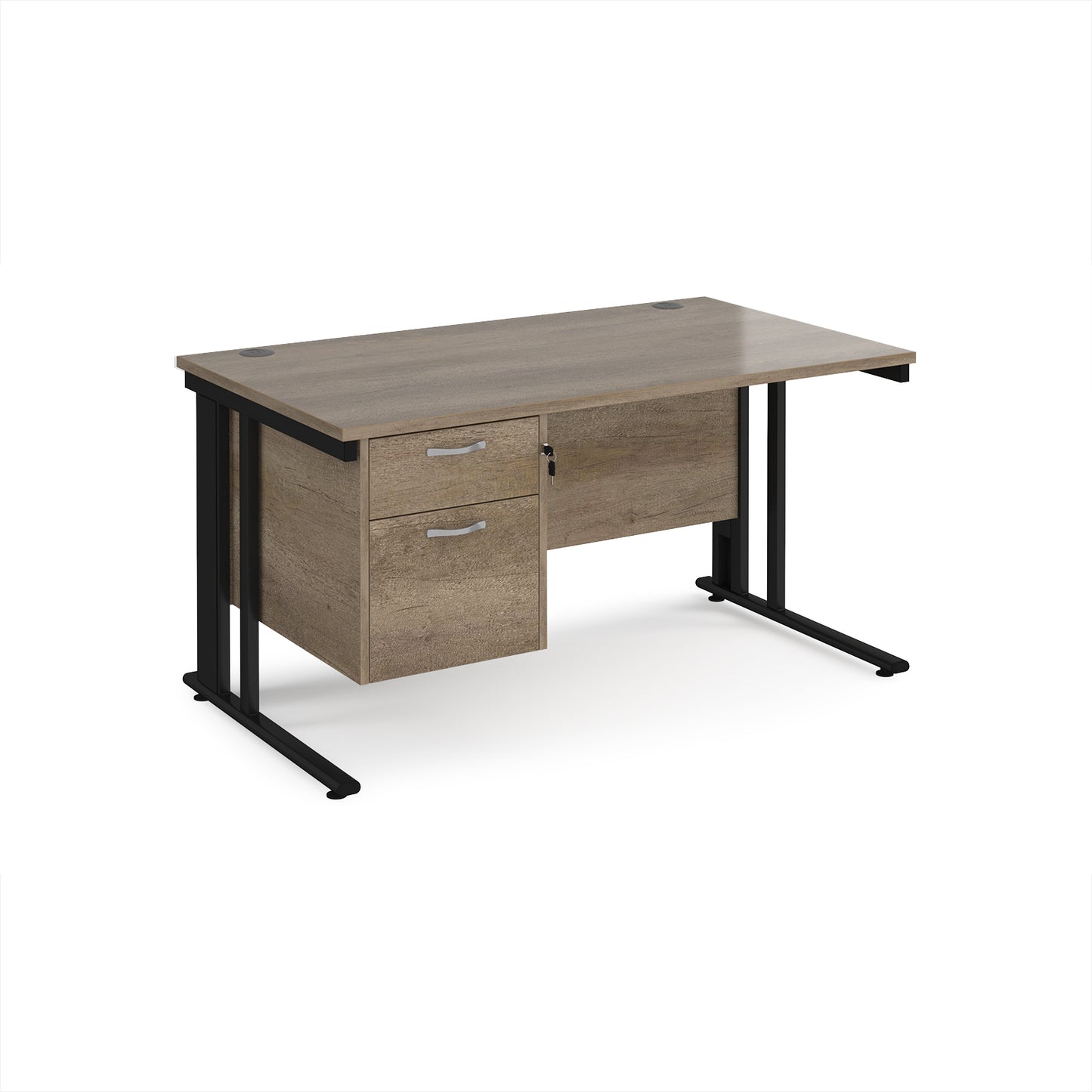 Maestro 25 cable managed 800mm deep desk with 2 drawer ped - MCM14P2KNO