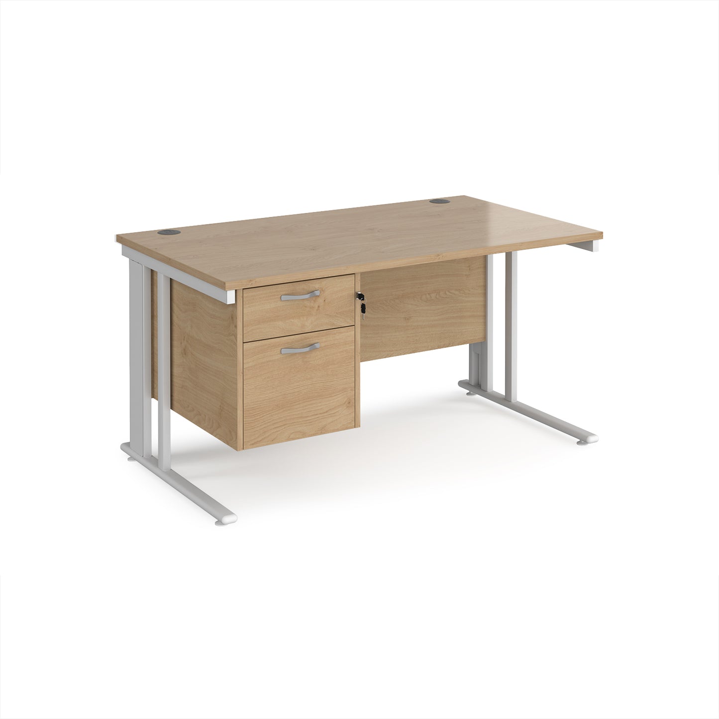 Maestro 25 cable managed 800mm deep desk with 2 drawer ped - MCM14P2WHKO