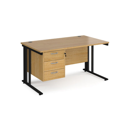 Maestro 25 cable managed 800mm deep desk with 3 drawer ped