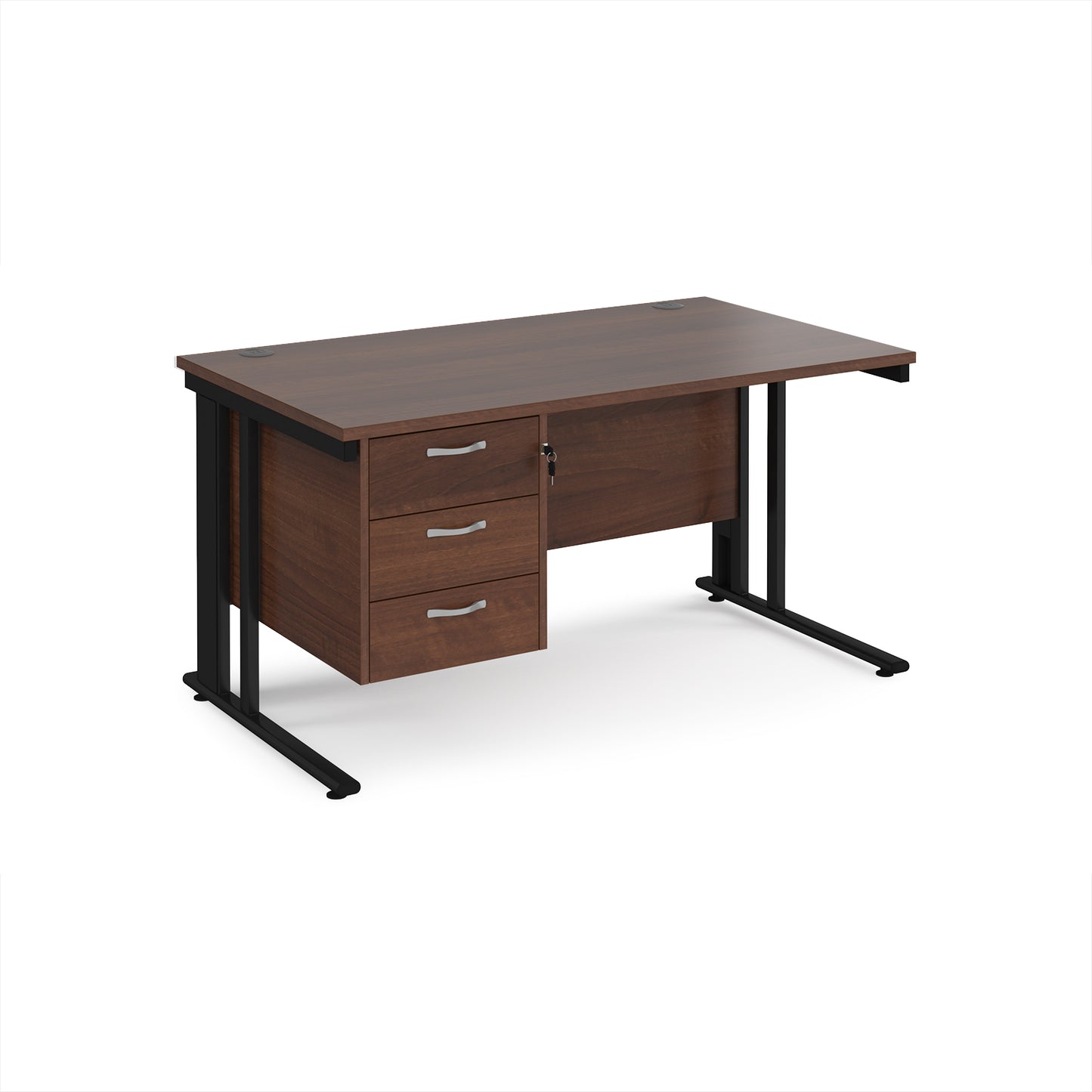Maestro 25 cable managed 800mm deep desk with 3 drawer ped - MCM14P3KW