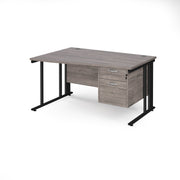 Maestro 25 cable managed left hand wave desk with 2 drawer ped