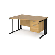 Maestro 25 cable managed left hand wave desk with 2 drawer ped