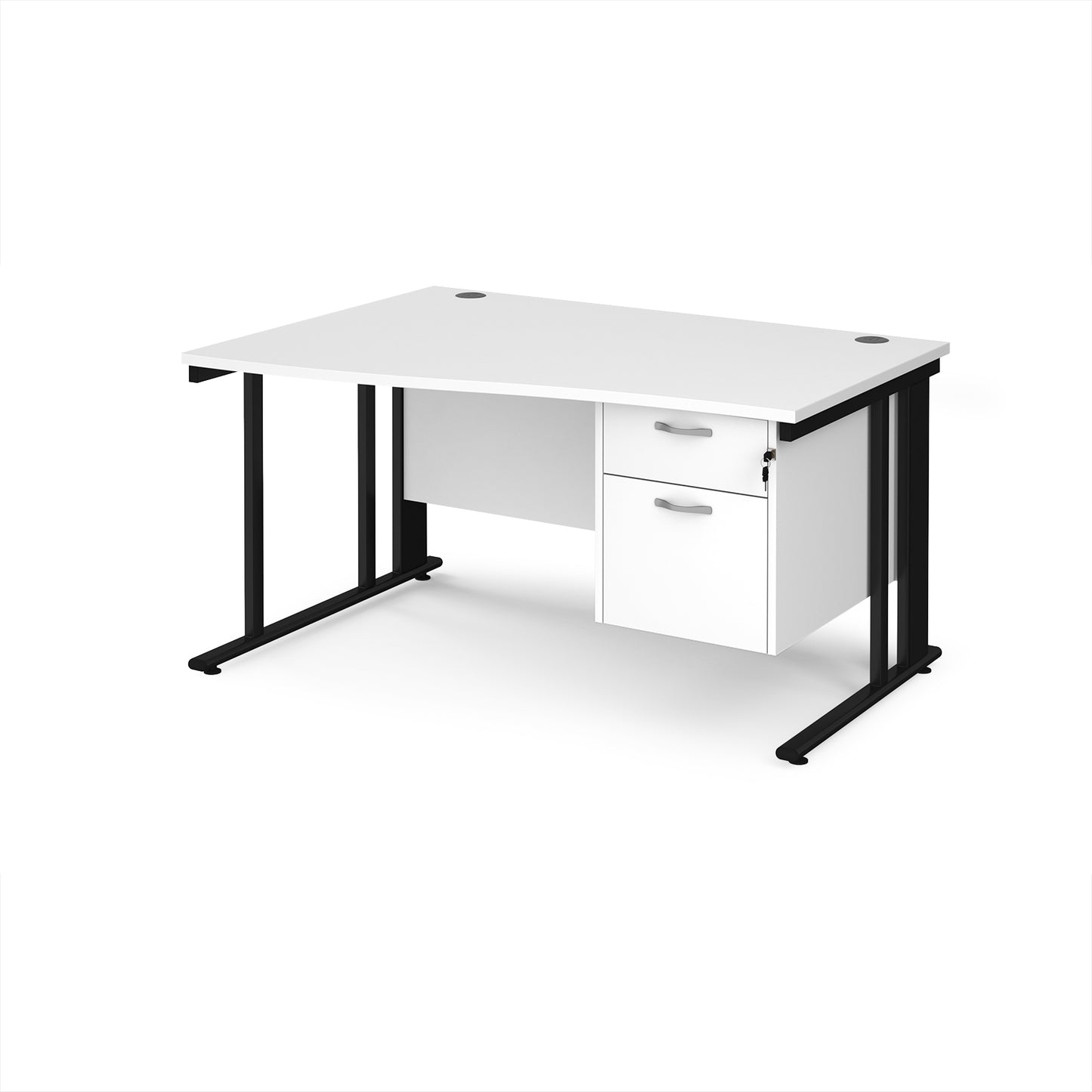 Maestro 25 cable managed left hand wave desk with 2 drawer ped - MCM14WLP2KWH