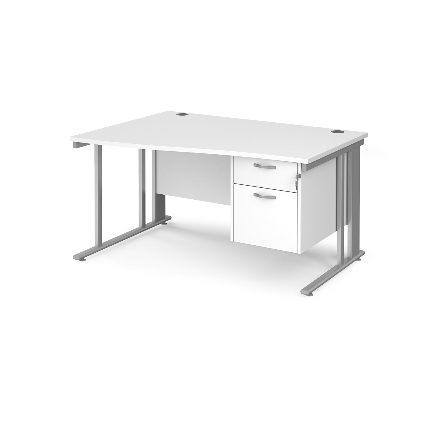 Maestro 25 cable managed left hand wave desk with 2 drawer ped - MCM14WLP2SWH