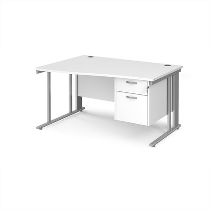 Maestro 25 cable managed left hand wave desk with 2 drawer ped - MCM14WLP2SWH