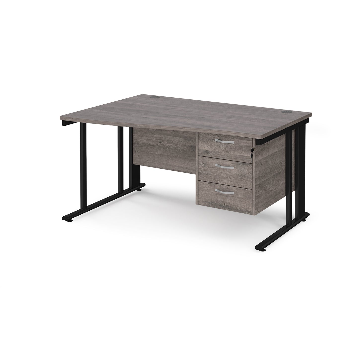 Maestro 25 cable managed left hand wave desk with 3 drawer ped - MCM14WLP3KGO
