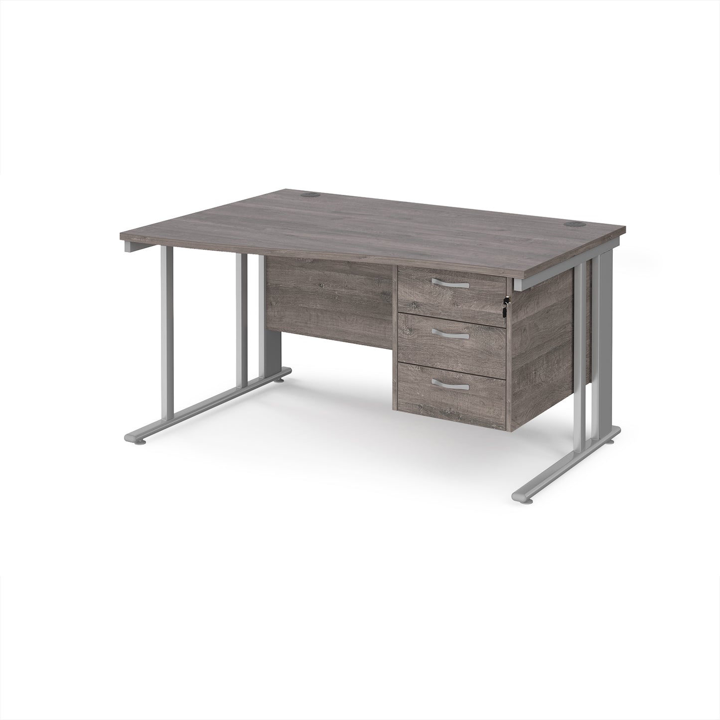 Maestro 25 cable managed left hand wave desk with 3 drawer ped - MCM14WLP3SGO
