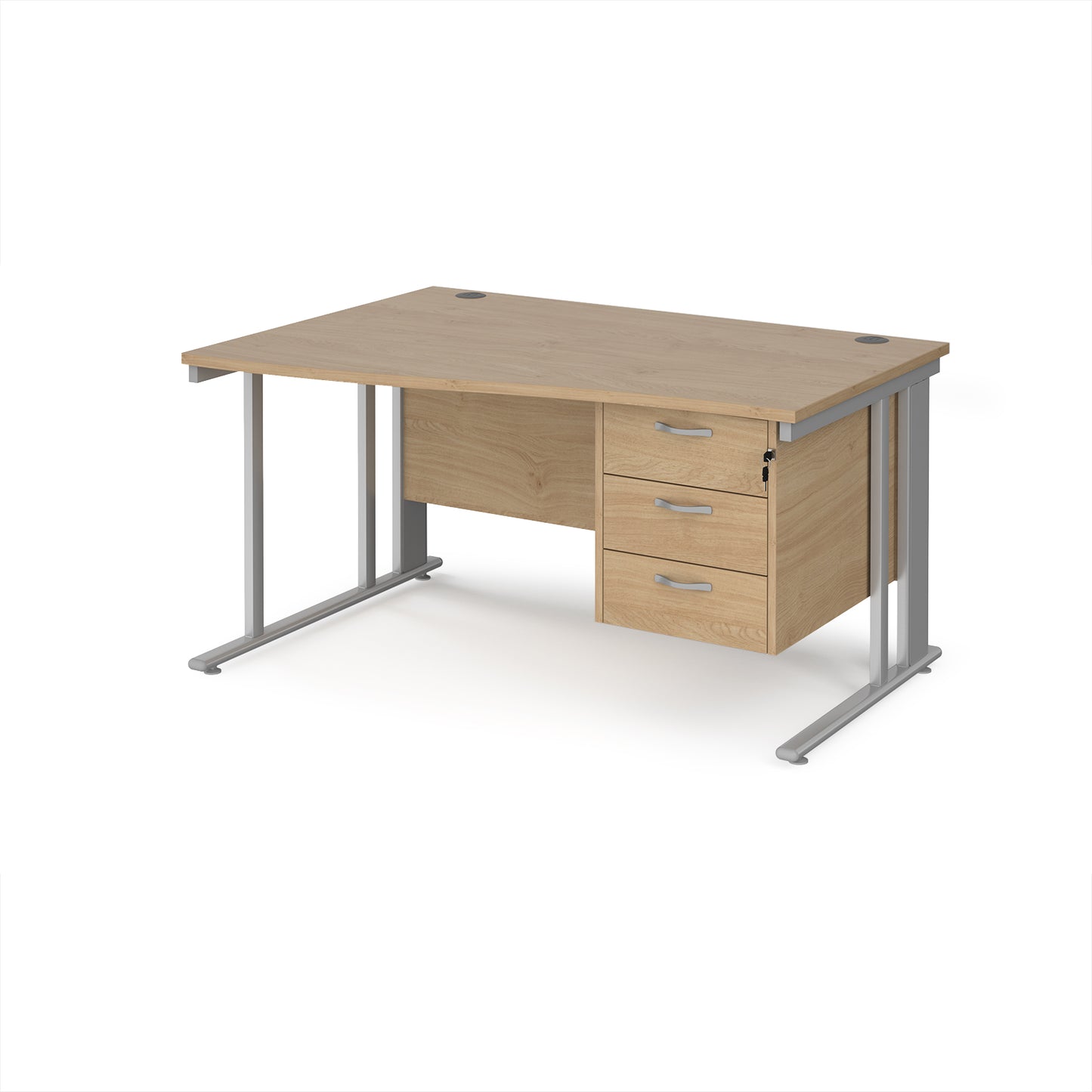 Maestro 25 cable managed left hand wave desk with 3 drawer ped - MCM14WLP3SKO