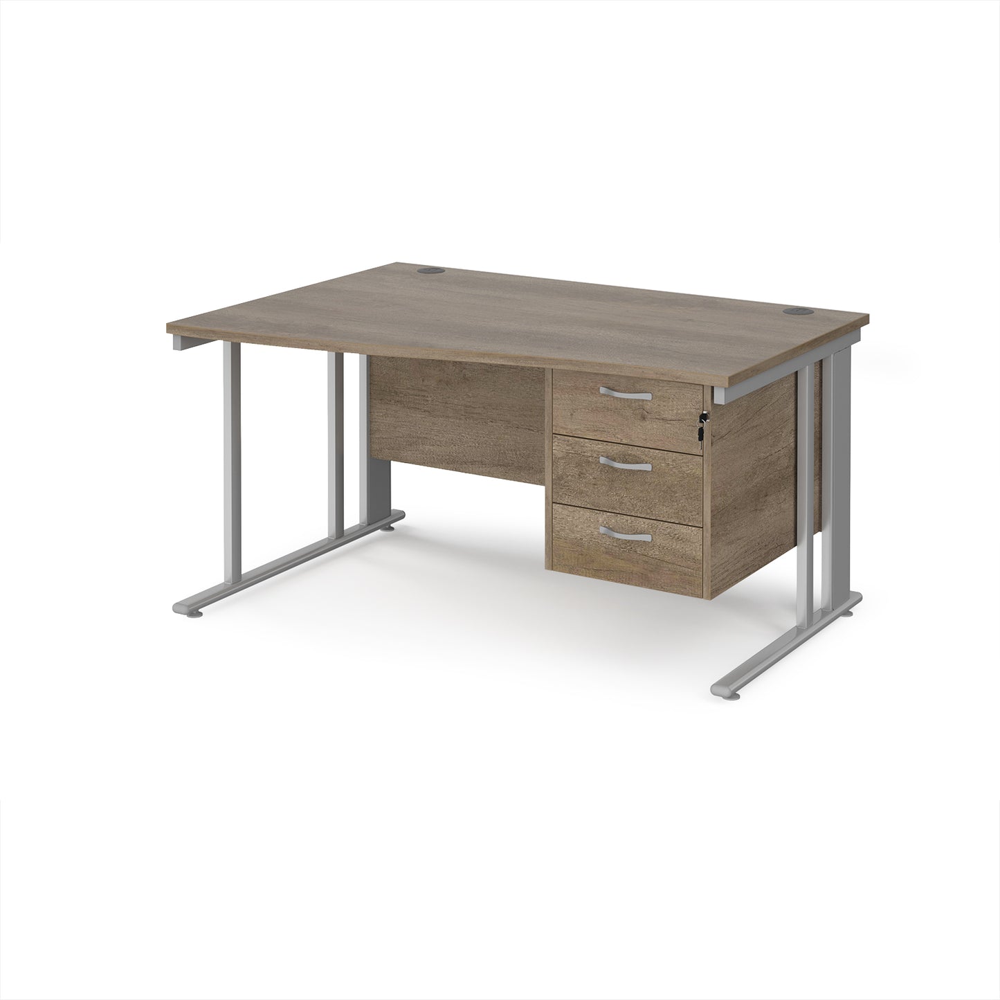 Maestro 25 cable managed left hand wave desk with 3 drawer ped - MCM14WLP3SNO