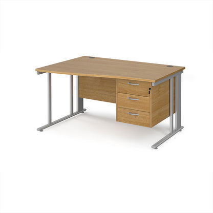 Maestro 25 cable managed left hand wave desk with 3 drawer ped - MCM14WLP3SO