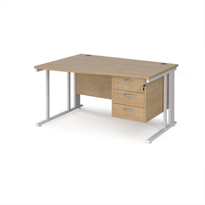 Maestro 25 cable managed left hand wave desk with 3 drawer ped - MCM14WLP3WHKO