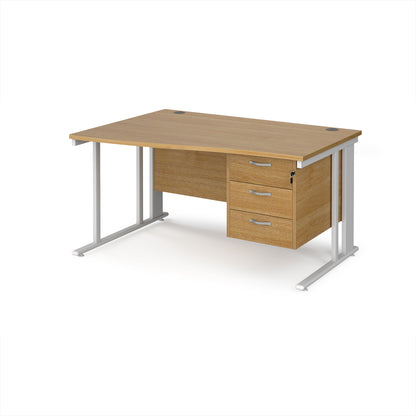 Maestro 25 cable managed left hand wave desk with 3 drawer ped - MCM14WLP3WHO