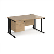 Maestro 25 cable managed right hand wave desk with 2 drawer ped