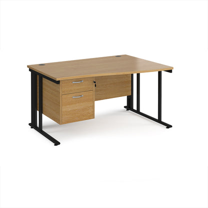 Maestro 25 cable managed right hand wave desk with 2 drawer ped - MCM14WRP2KO