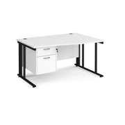 Maestro 25 cable managed right hand wave desk with 2 drawer ped