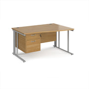 Maestro 25 cable managed right hand wave desk with 2 drawer ped