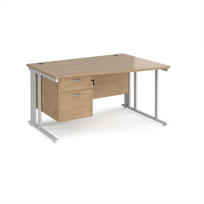 Maestro 25 cable managed right hand wave desk with 2 drawer ped - MCM14WRP2WHKO