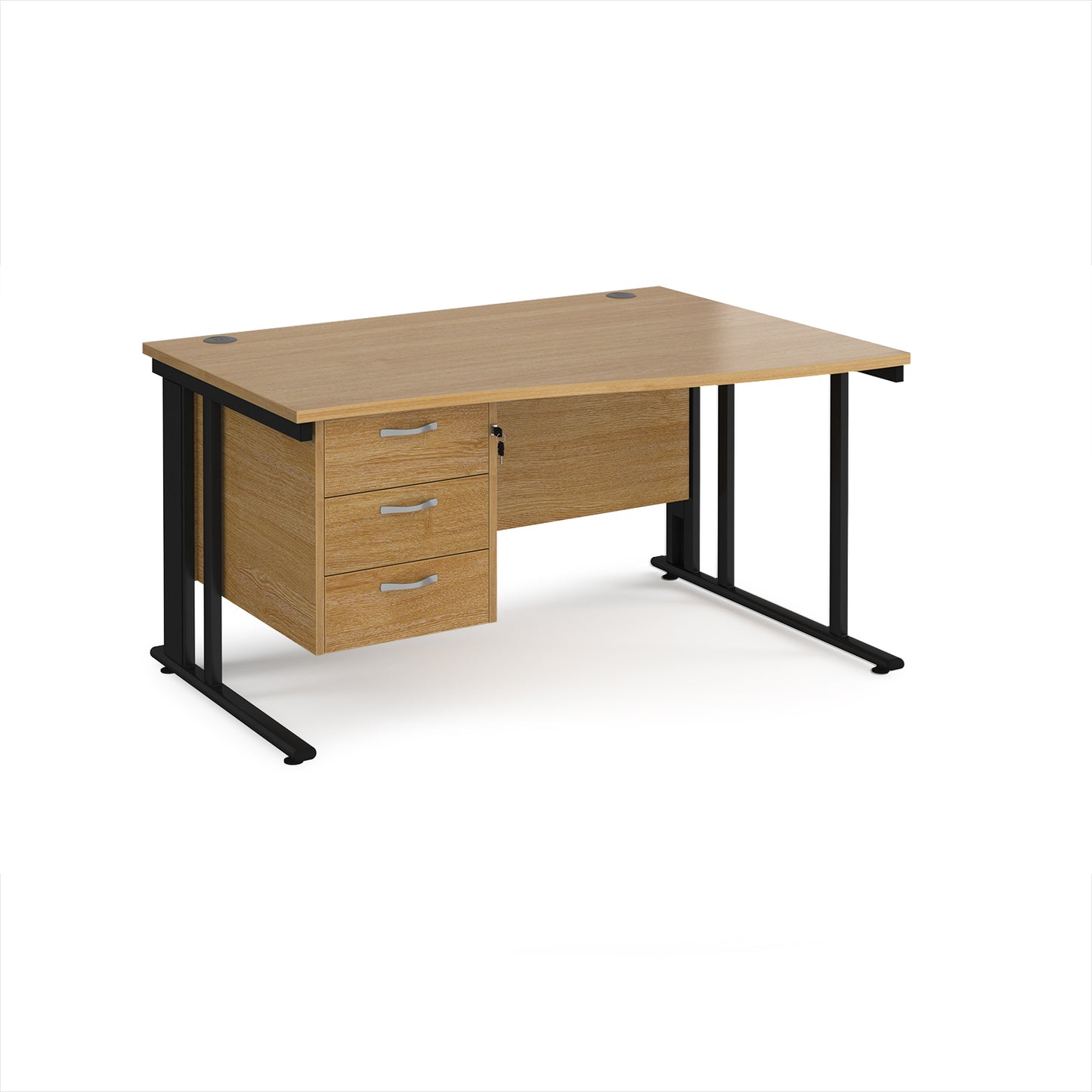 Maestro 25 cable managed right hand wave desk with 3 drawer ped - MCM14WRP3KO