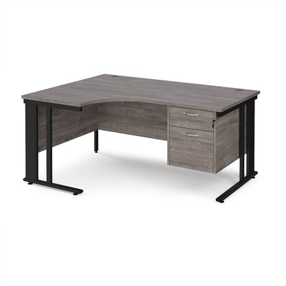 Maestro 25 cable managed left hand ergonomic desk with 2 drawer ped - MCM16ELP2KGO