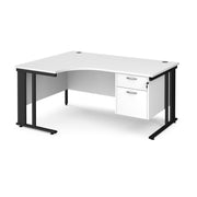 Maestro 25 cable managed left hand ergonomic corner desk with 2 drawer ped