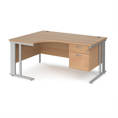 Maestro 25 cable managed left hand ergonomic desk with 2 drawer ped - MCM16ELP2SB