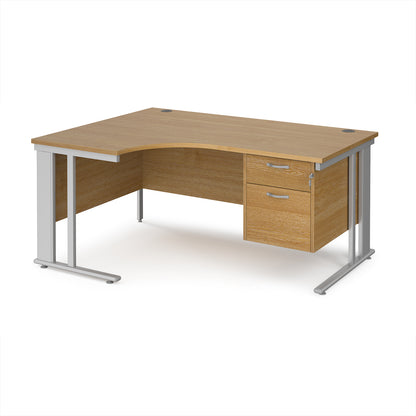 Maestro 25 cable managed left hand ergonomic desk with 2 drawer ped - MCM16ELP2SO