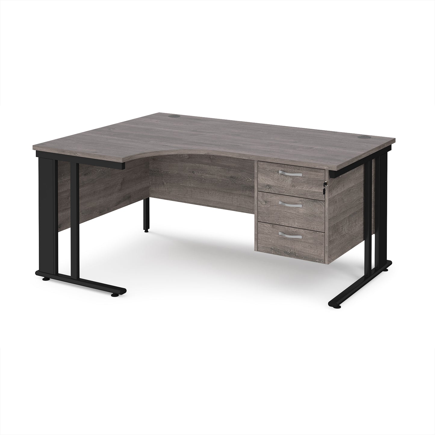 Maestro 25 cable managed left hand ergonomic desk with 3 drawer ped - MCM16ELP3KGO