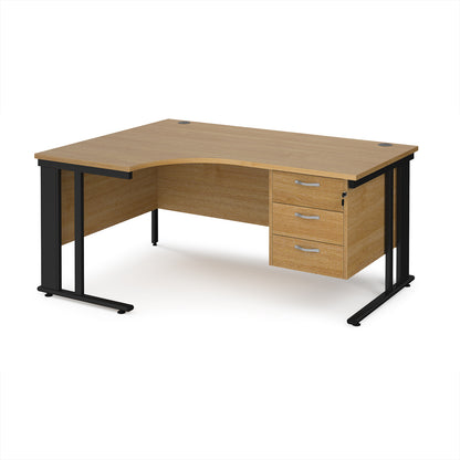 Maestro 25 cable managed left hand ergonomic desk with 3 drawer ped - MCM16ELP3KO